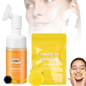 Glow Wash Turmeric Kojic Acid Face Wash Cleansing Pads,100% Natural Cleansing